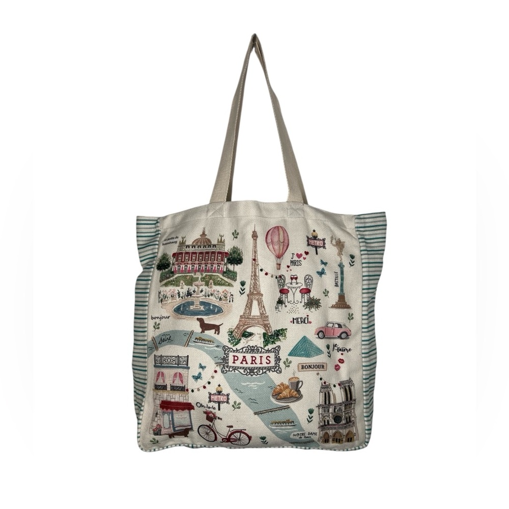 Rare Paris Themed Tote Bag - Cream and Tan - Picture 3 of 11